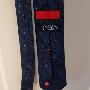Chaps Dark Blue Paisley Tie with Red Accent